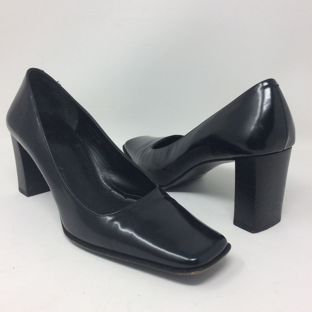 Coach Neve Square Toe Block Heel Black Pump 6.5